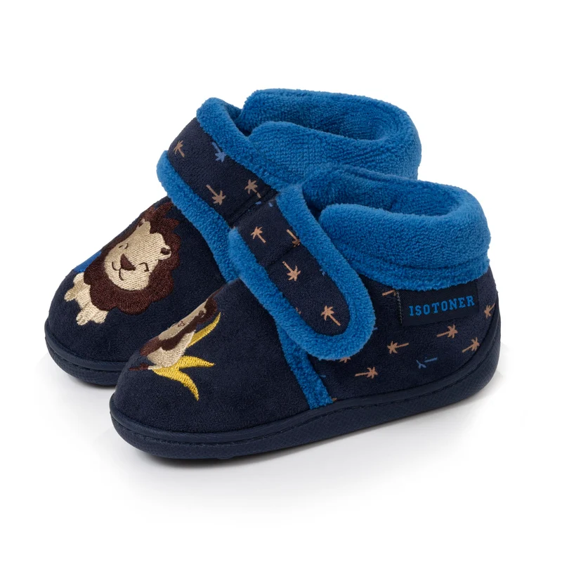 Chaussons bottillons scratch Enfant Marine