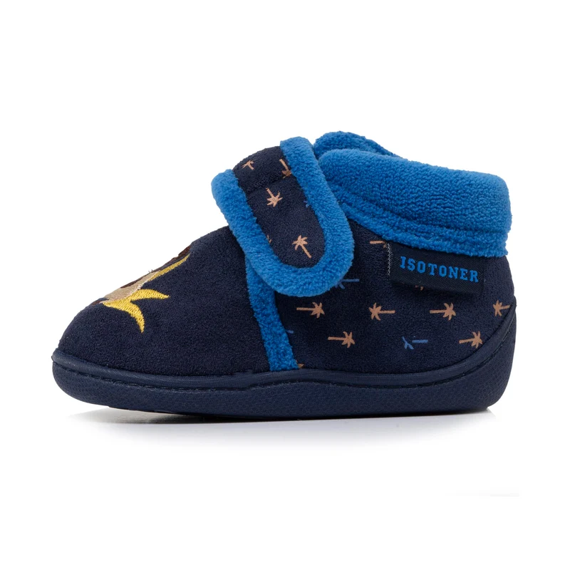 Chaussons bottillons scratch Enfant Marine