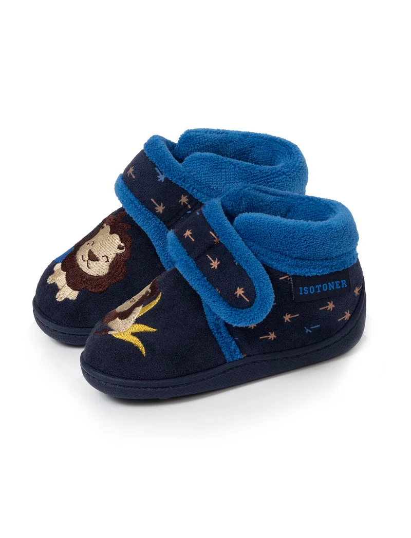 Chaussons bottillons scratch Enfant Marine