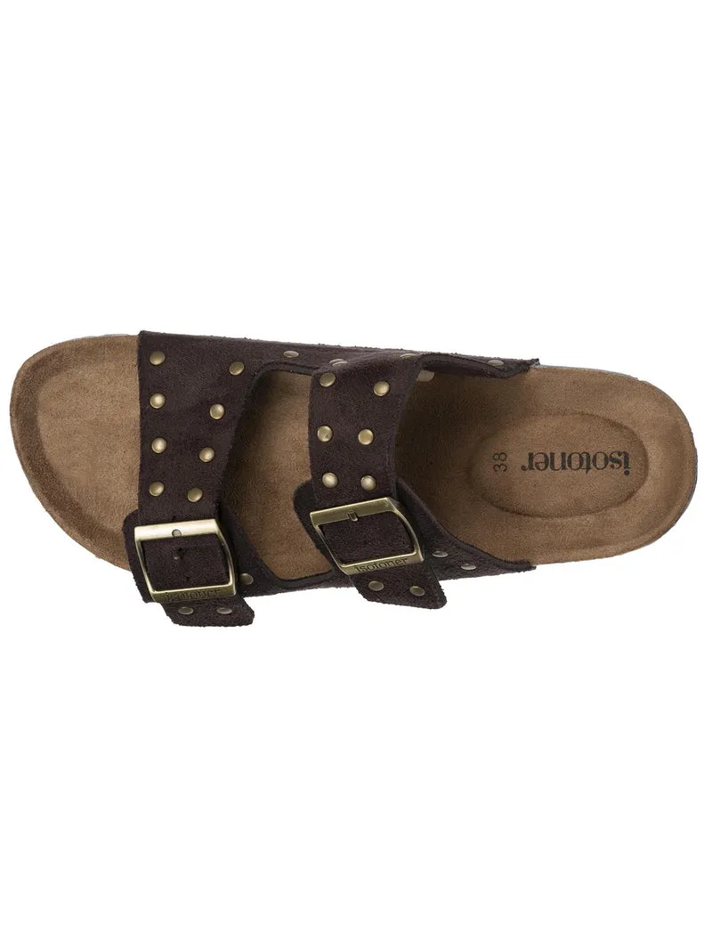 Mules sandales Femme double bride Chocolat