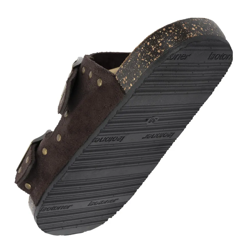 Mules sandales Femme double bride Chocolat