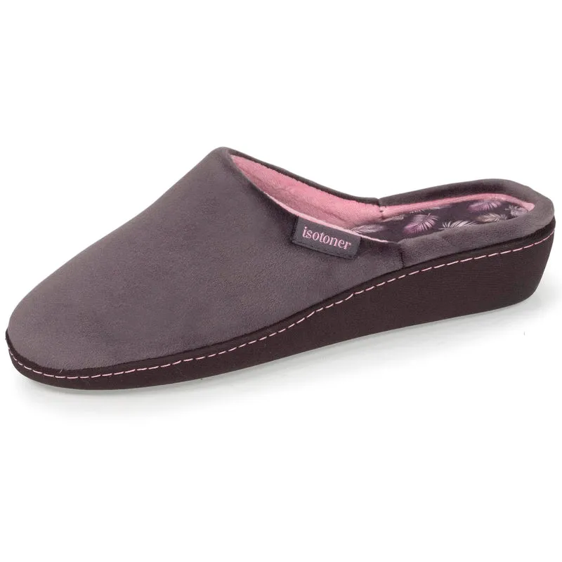 Chaussons mules talon Femme Gris foncé rose