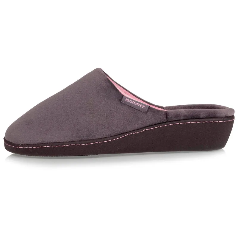 Chaussons mules talon Femme Gris foncé rose