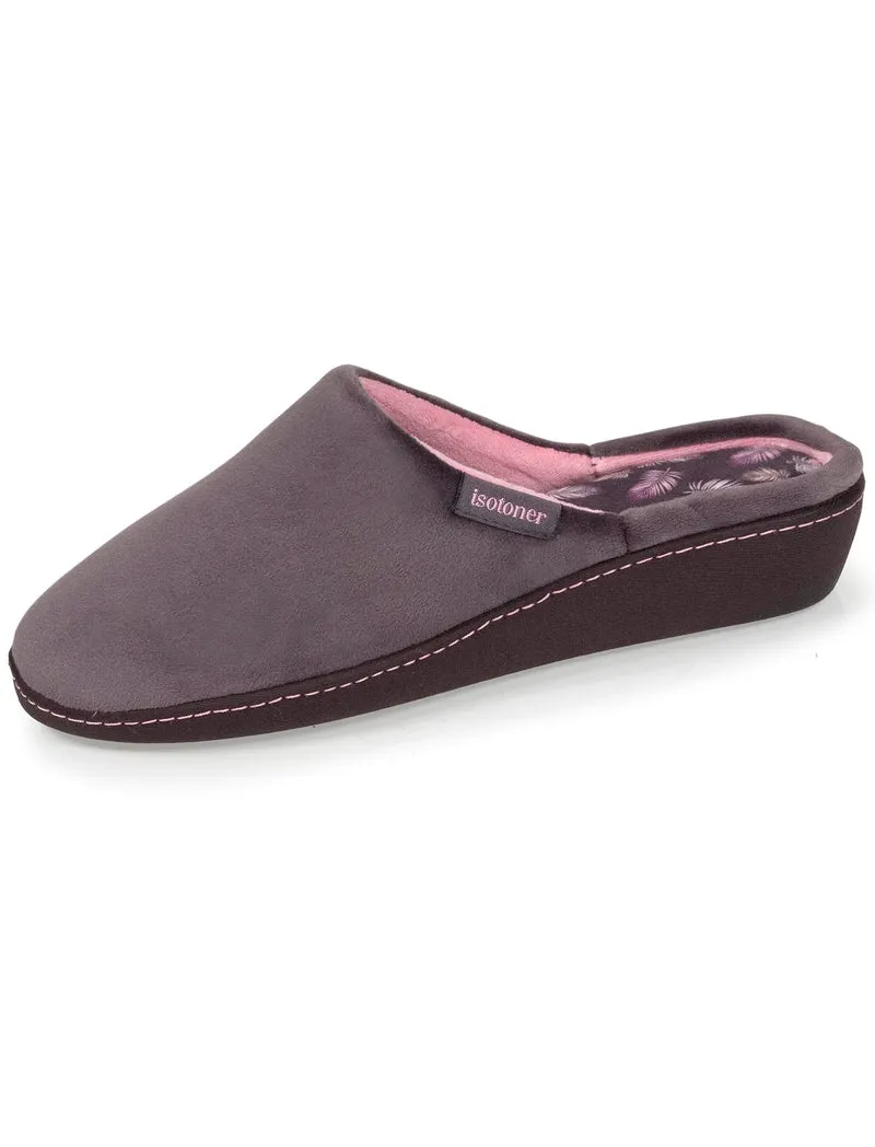 Chaussons mules talon Femme Gris foncé rose