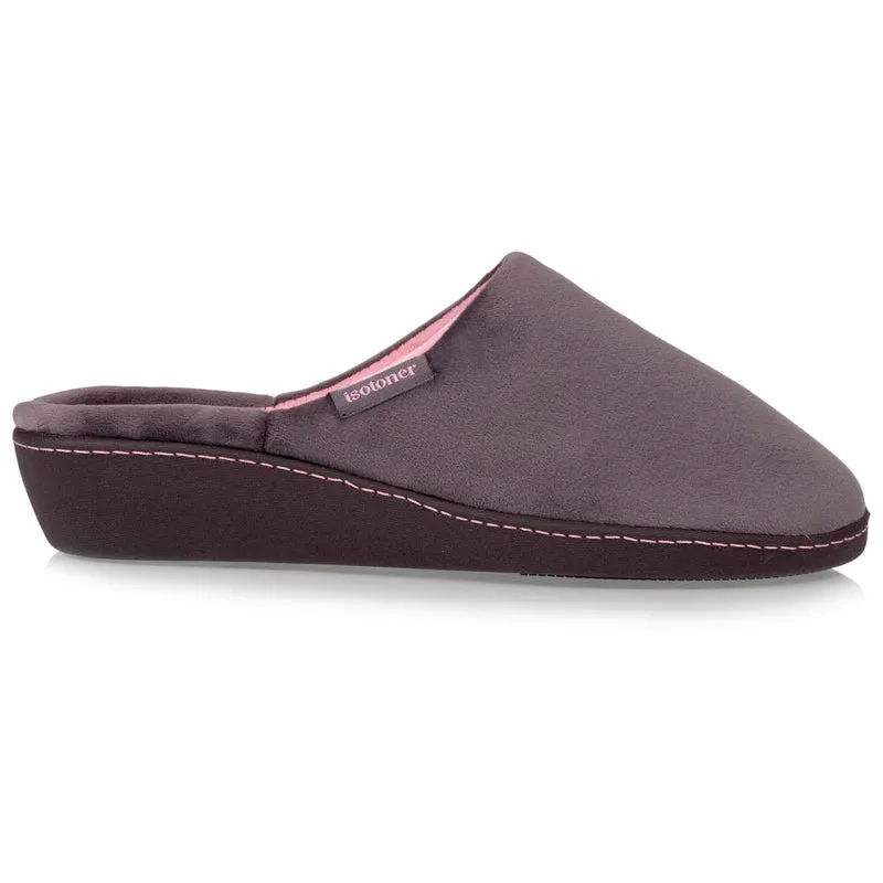 Chaussons mules talon Femme Gris foncé rose