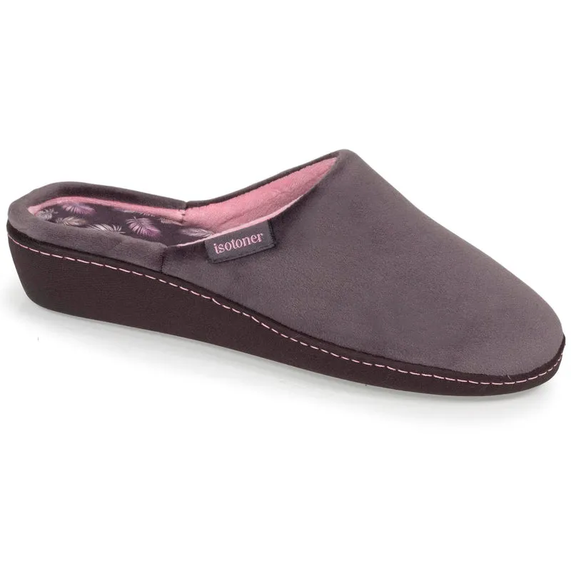Chaussons mules talon Femme Gris foncé rose