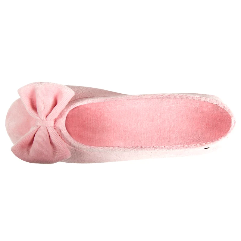 Chaussons ballerines Femme grand noeud Corail