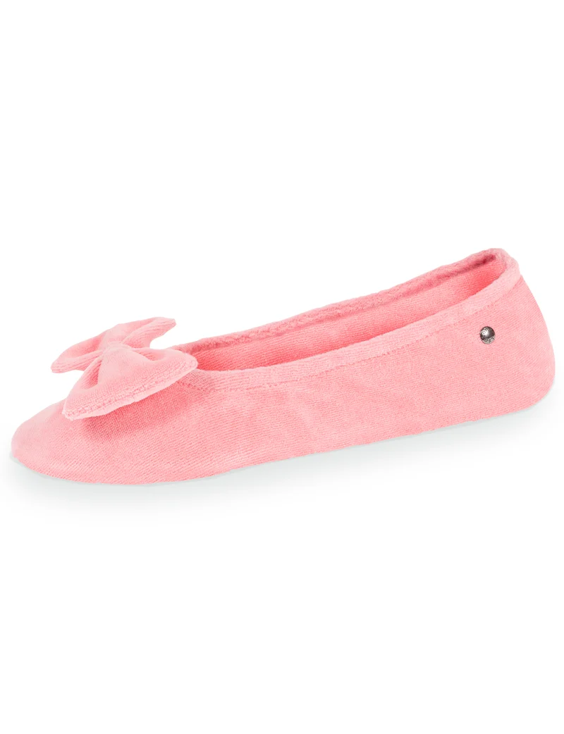 Chaussons ballerines Femme grand noeud Corail