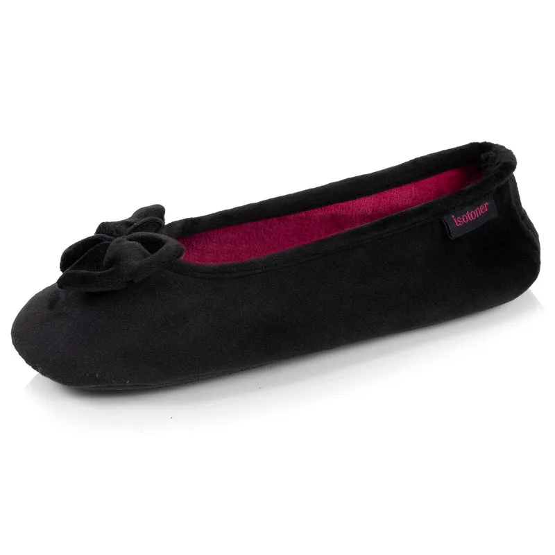 Chaussons ballerines Femme Noir intérieur rouge