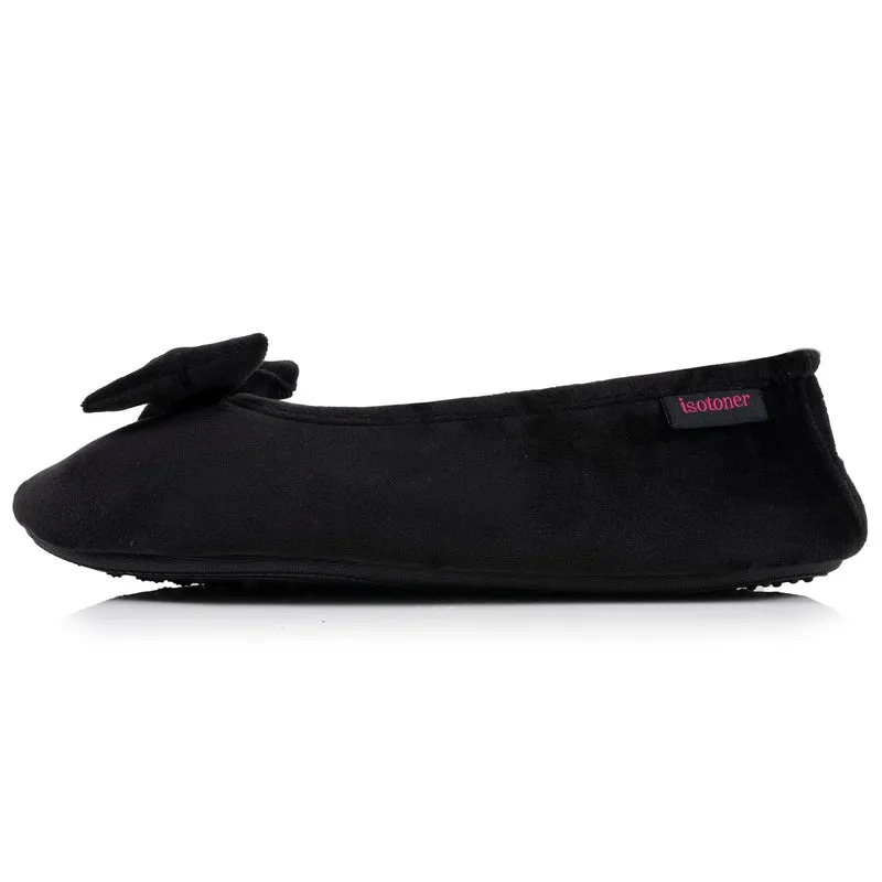 Chaussons ballerines Femme Noir intérieur rouge