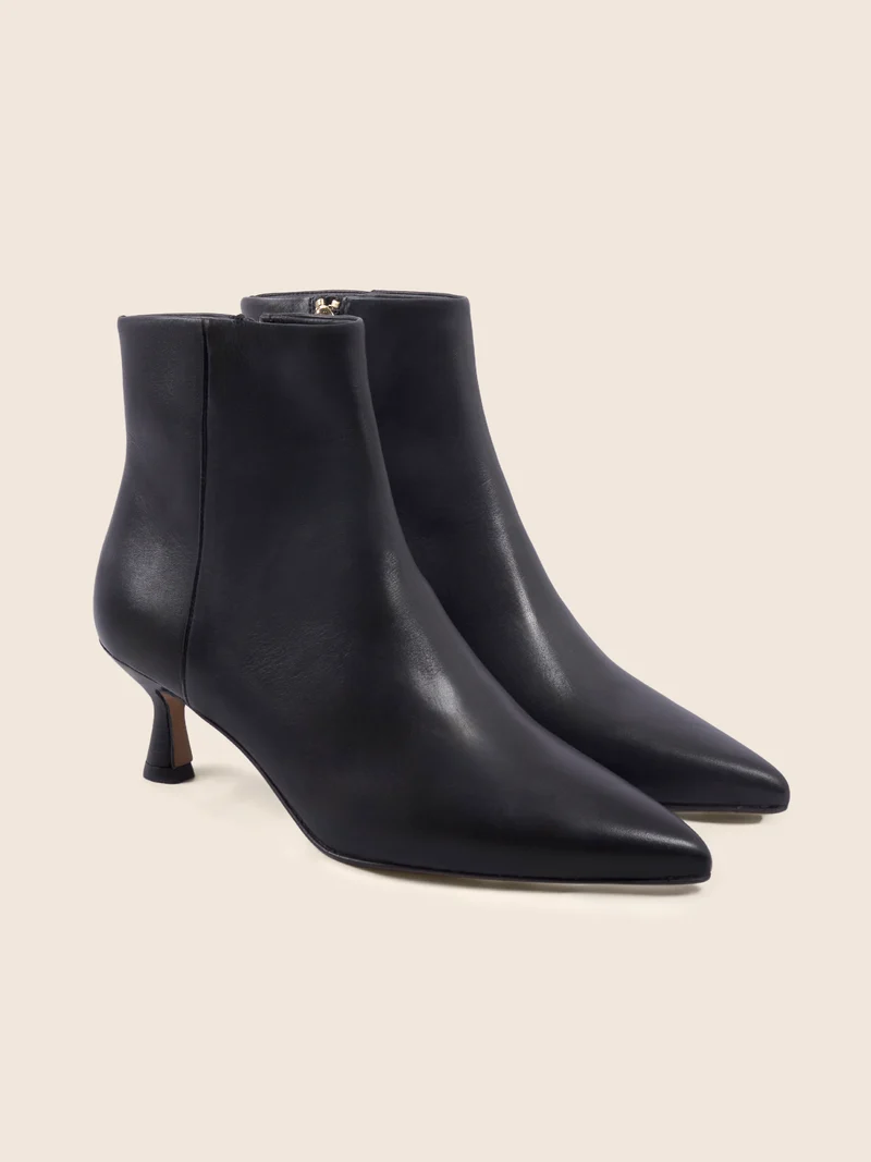 Bottines pointues cuir noir