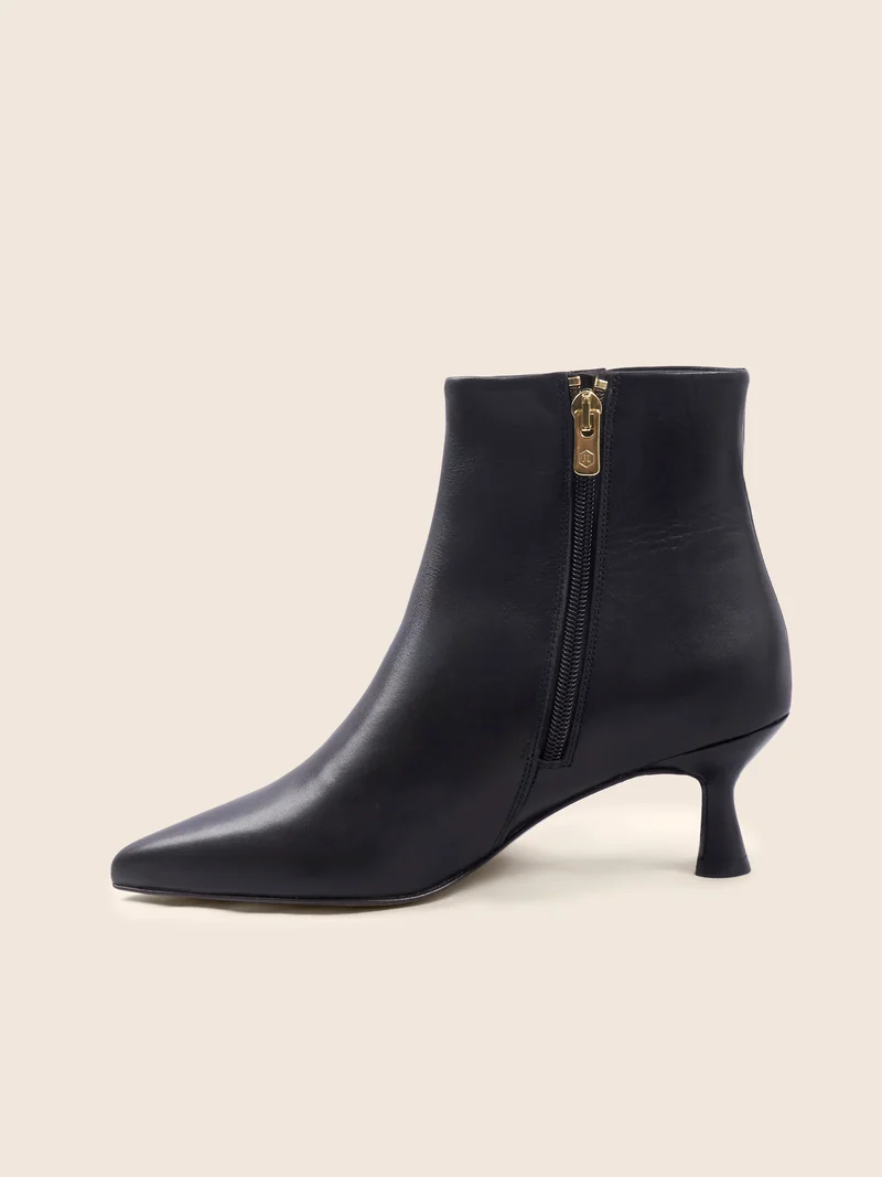 Bottines pointues cuir noir
