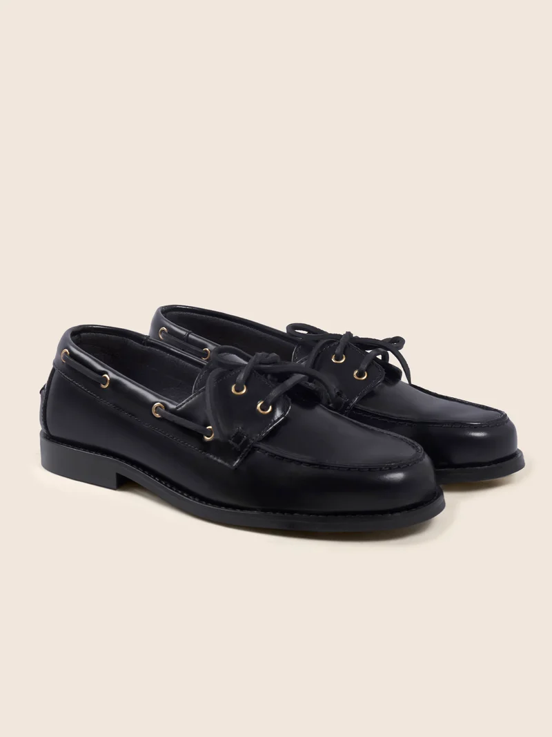 Mocassins bateau cuir vernis noir