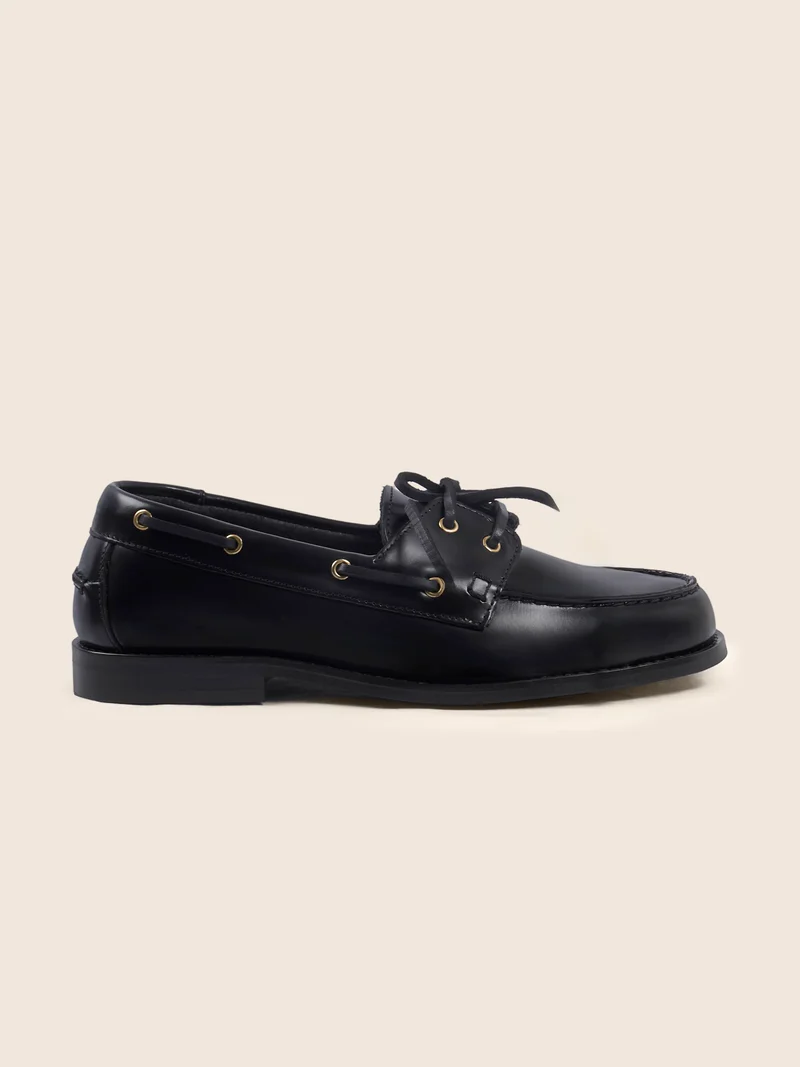 Mocassins bateau cuir vernis noir