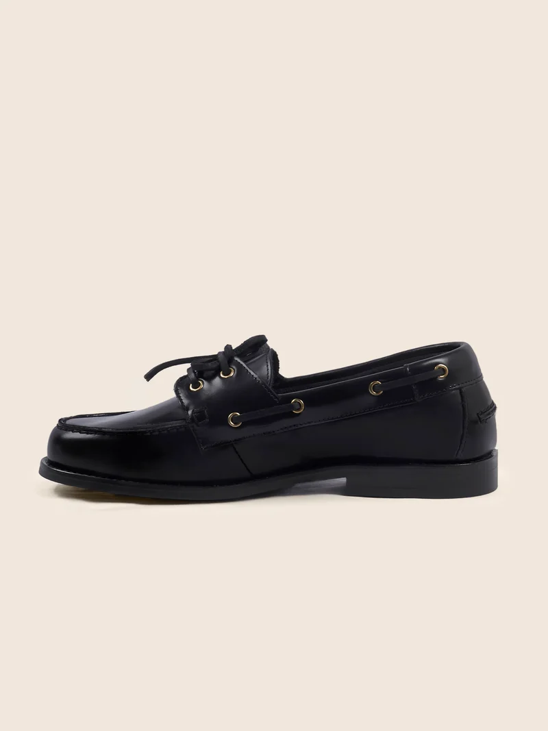 Mocassins bateau cuir vernis noir