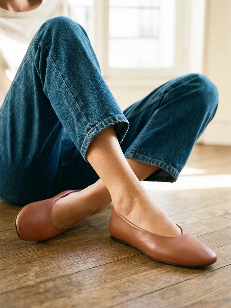 Ballerines souples cuir camel