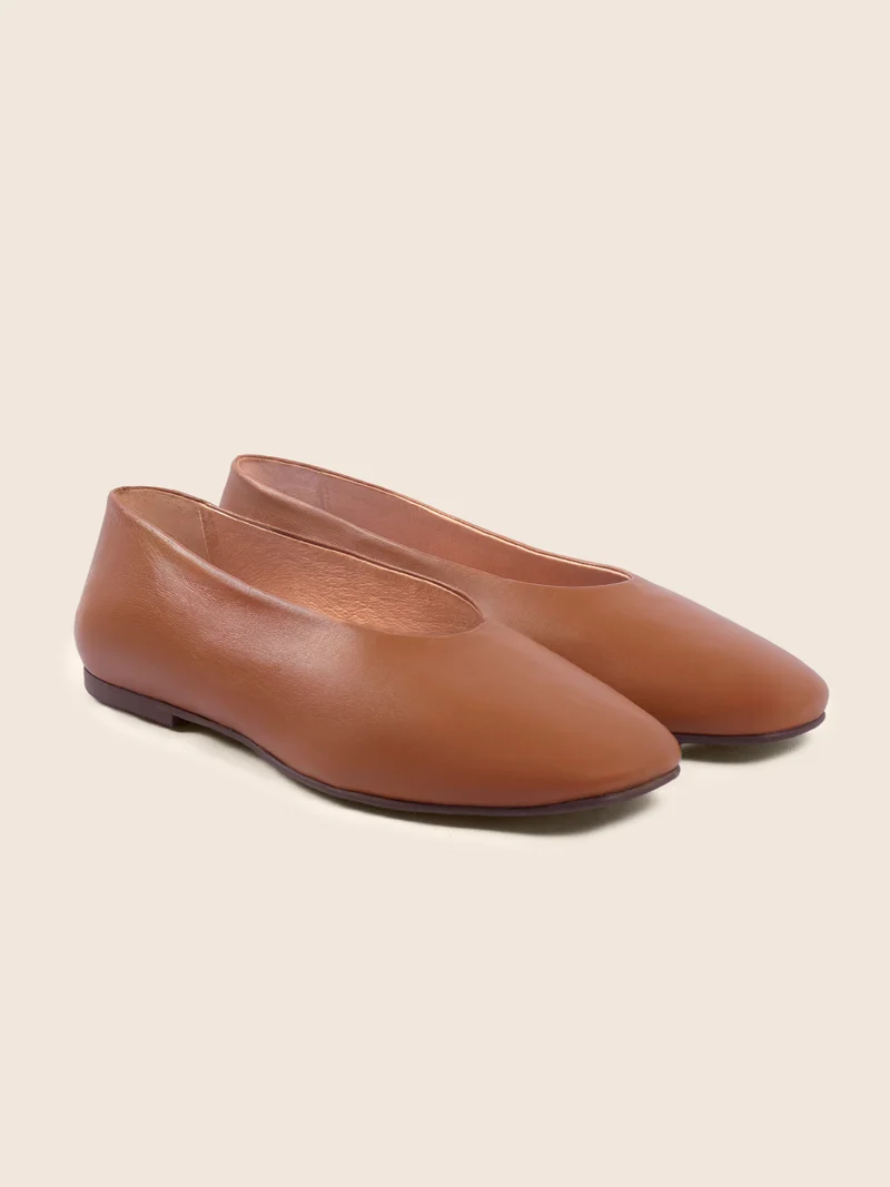 Ballerines souples cuir camel