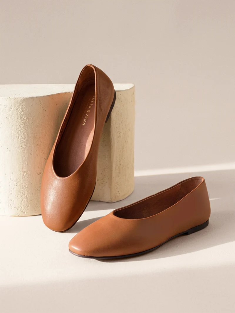 Ballerines souples cuir camel