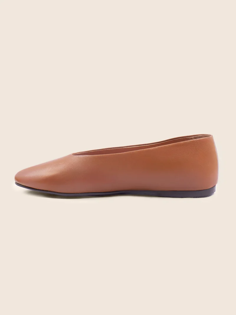 Ballerines souples cuir camel