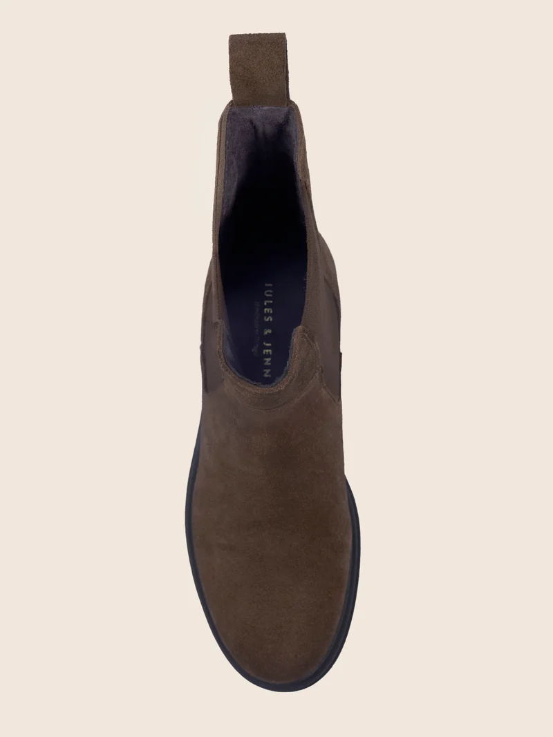 Bottines Chelsea crantées daim marron