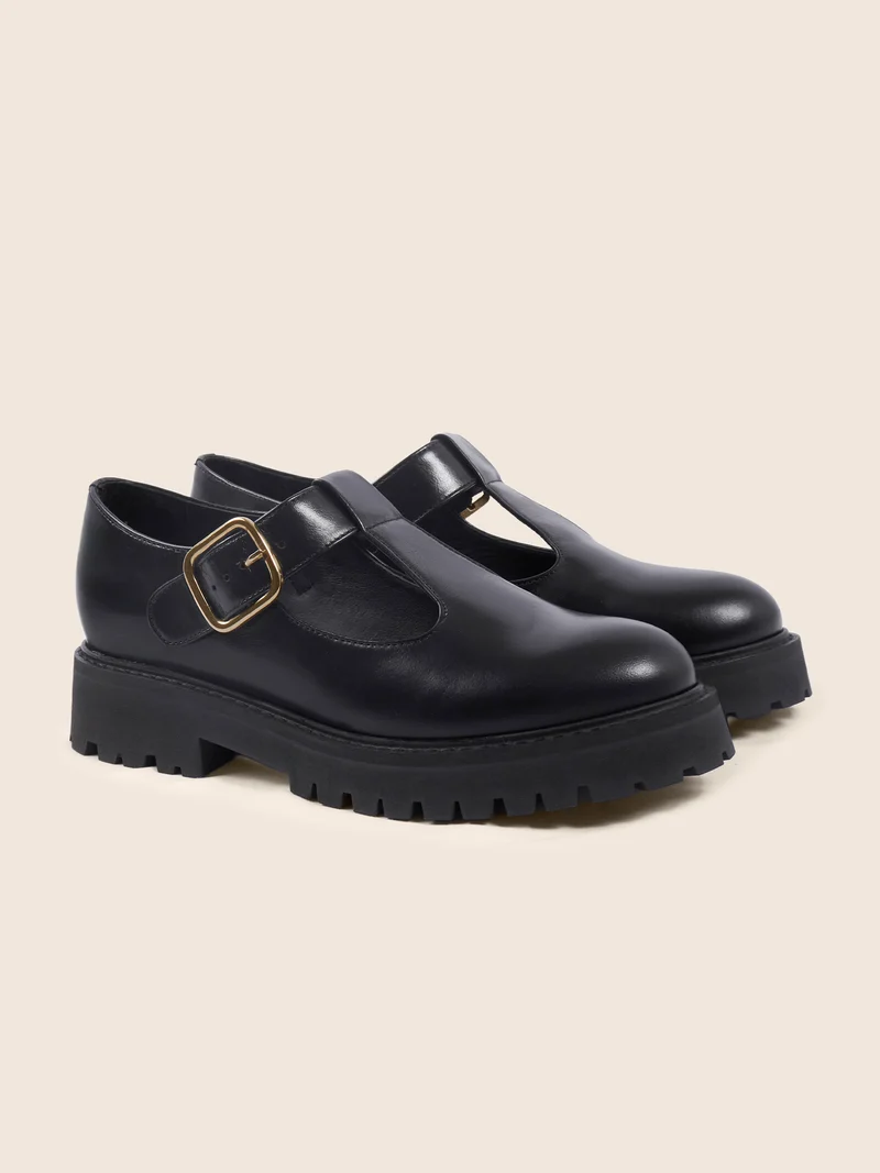 Babies crantées cuir noir