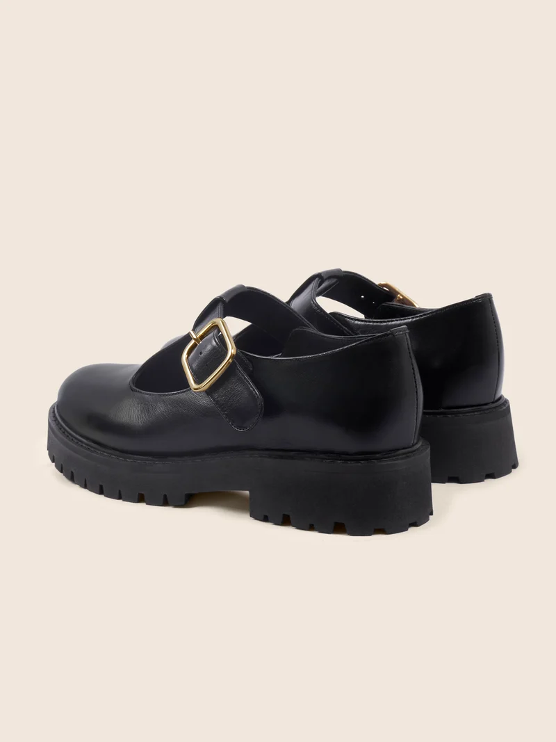 Babies crantées cuir noir