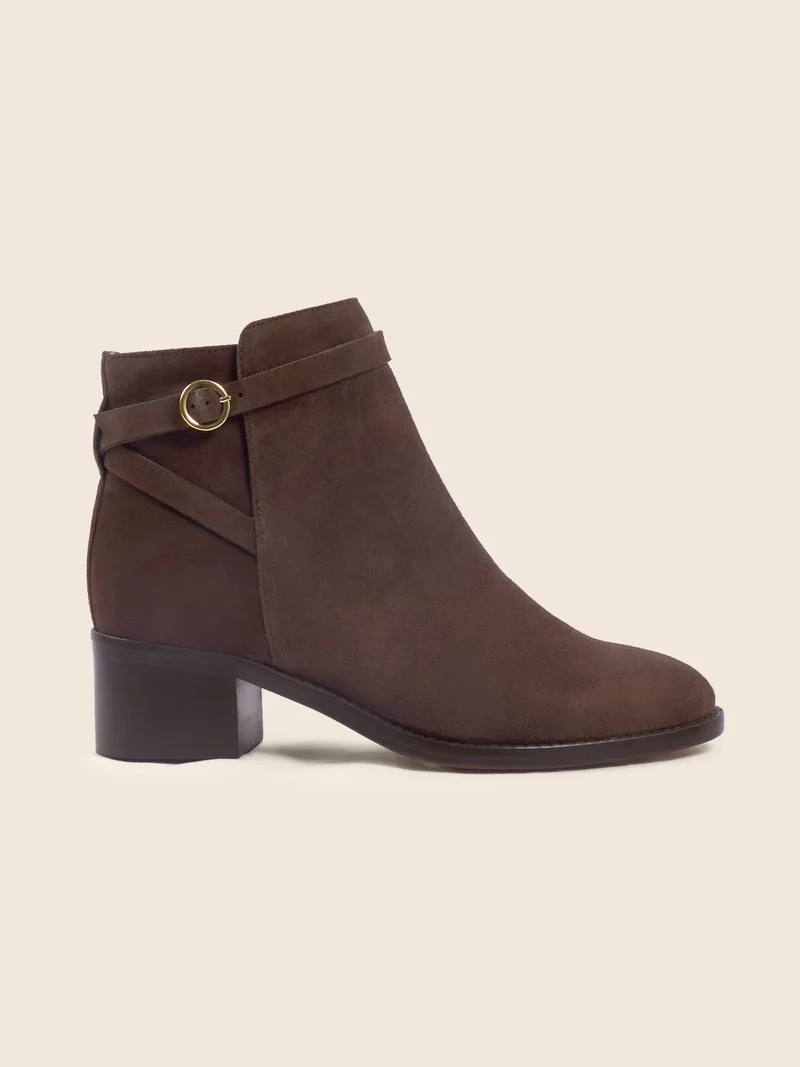 Bottines cavalières cuir daim marron
