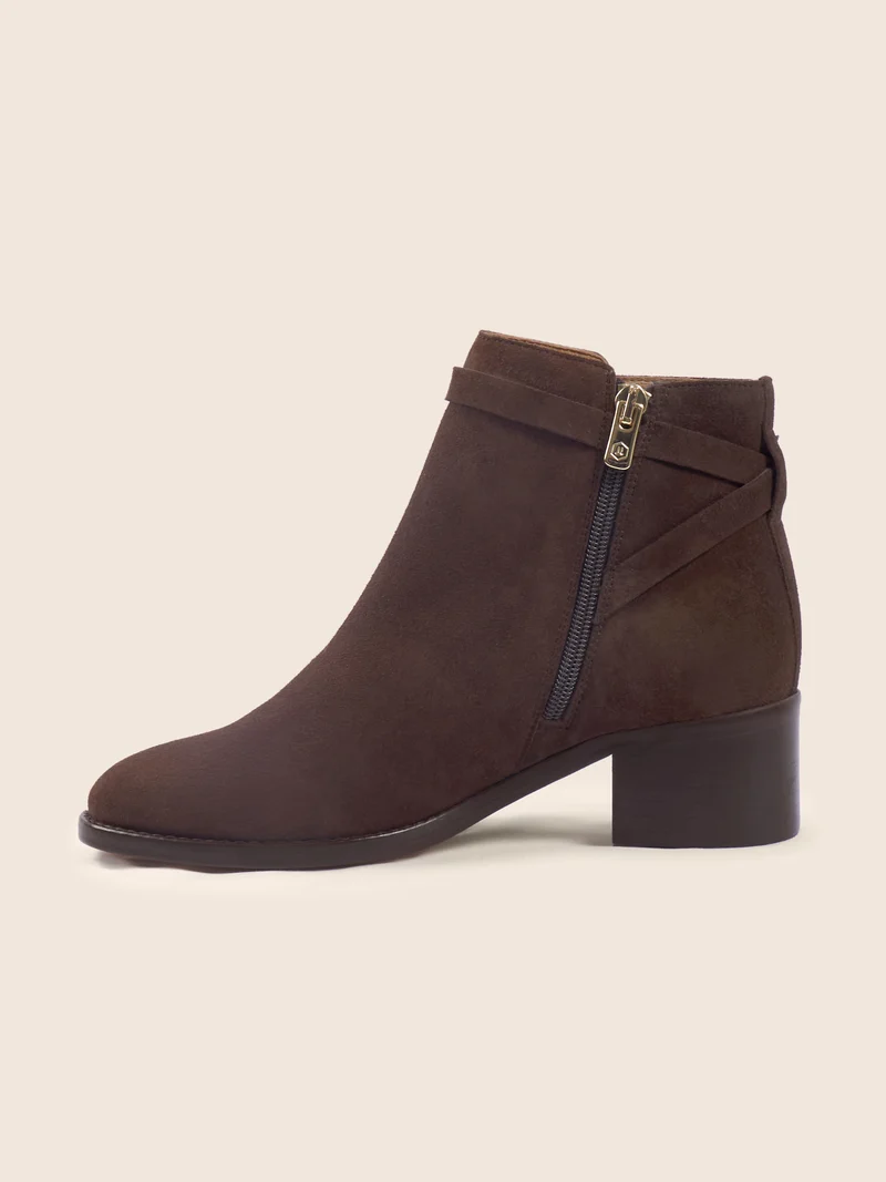 Bottines cavalières cuir daim marron