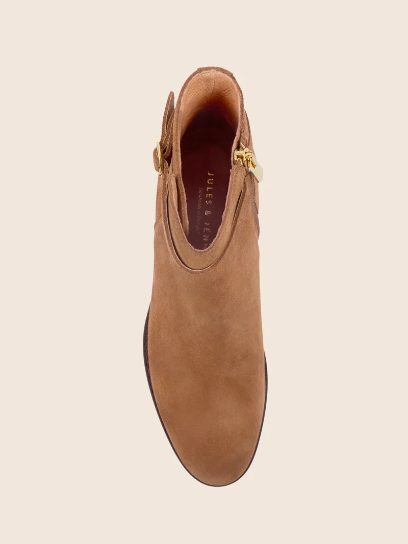 Bottines cavalières cuir daim camel