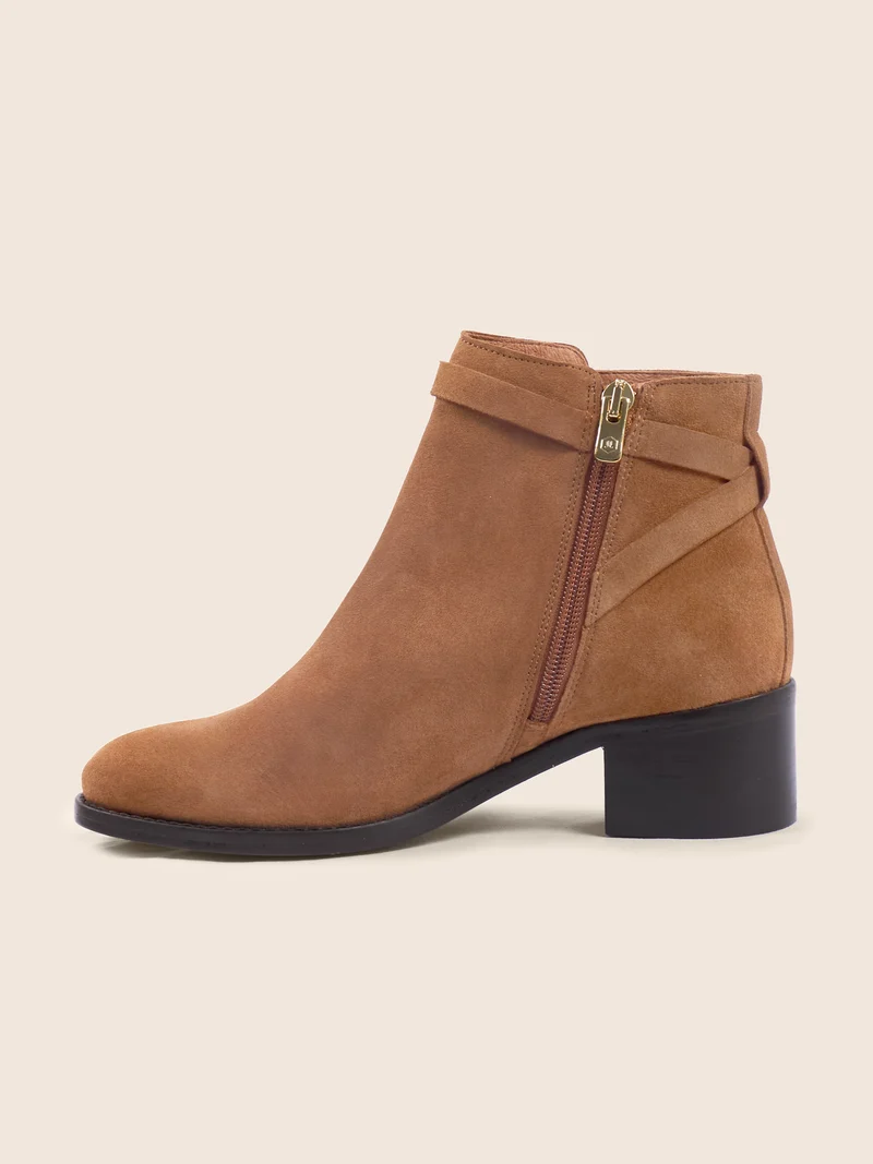Bottines cavalières cuir daim camel