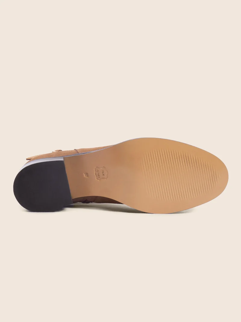 Bottines cavalières cuir daim camel
