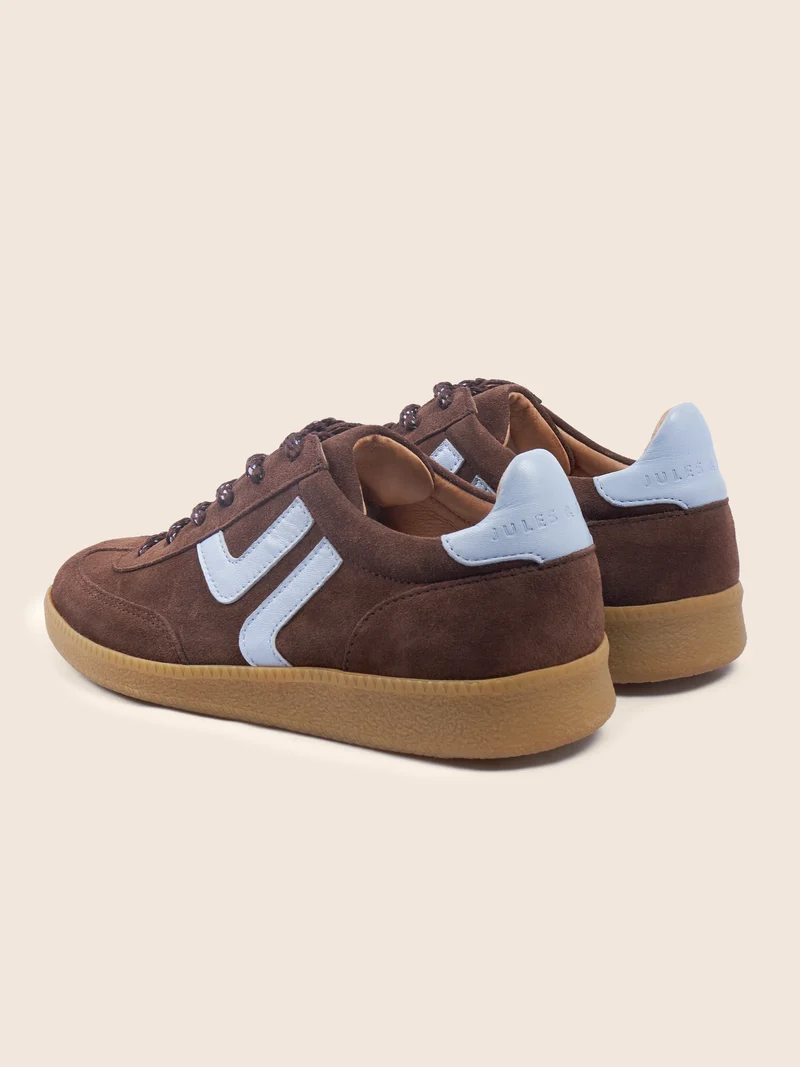Baskets rétro cuir daim marron