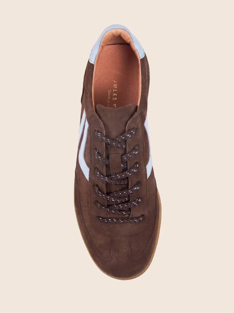 Baskets rétro cuir daim marron