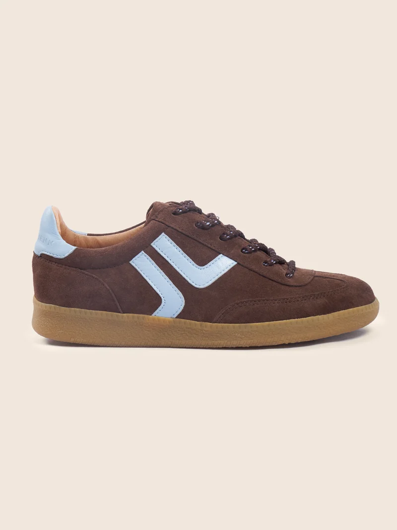 Baskets rétro cuir daim marron