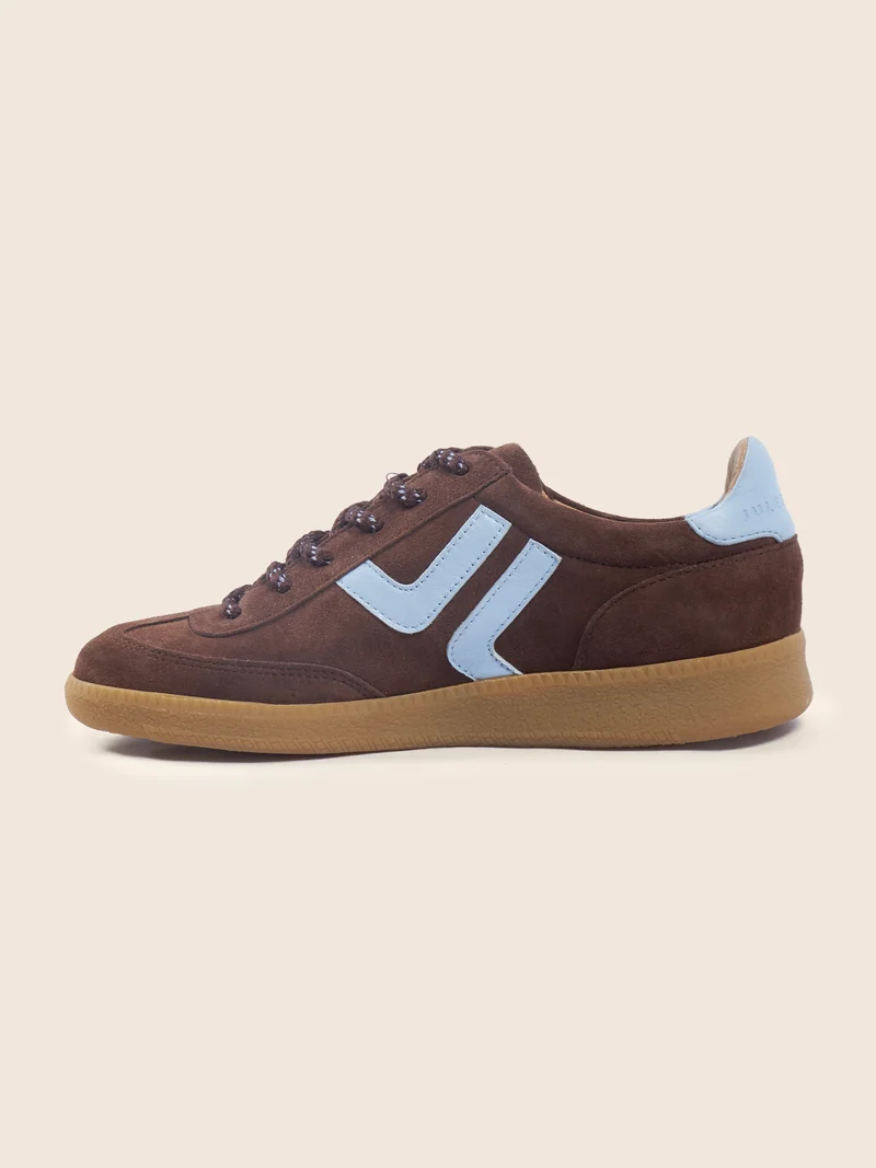 Baskets rétro cuir daim marron