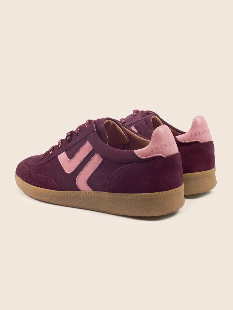 Baskets rétro cuir daim bordeaux