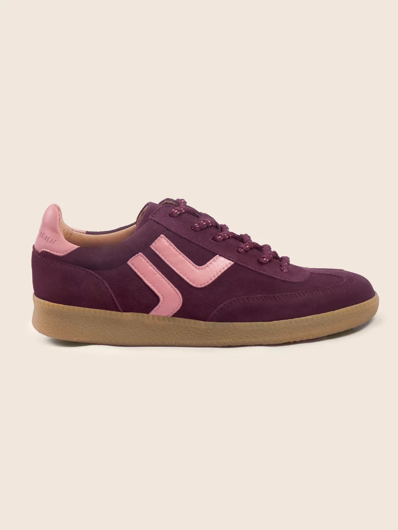 Baskets rétro cuir daim bordeaux
