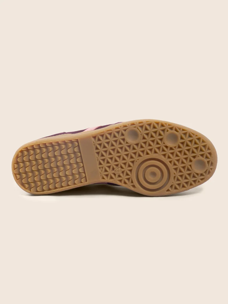 Baskets rétro cuir daim bordeaux