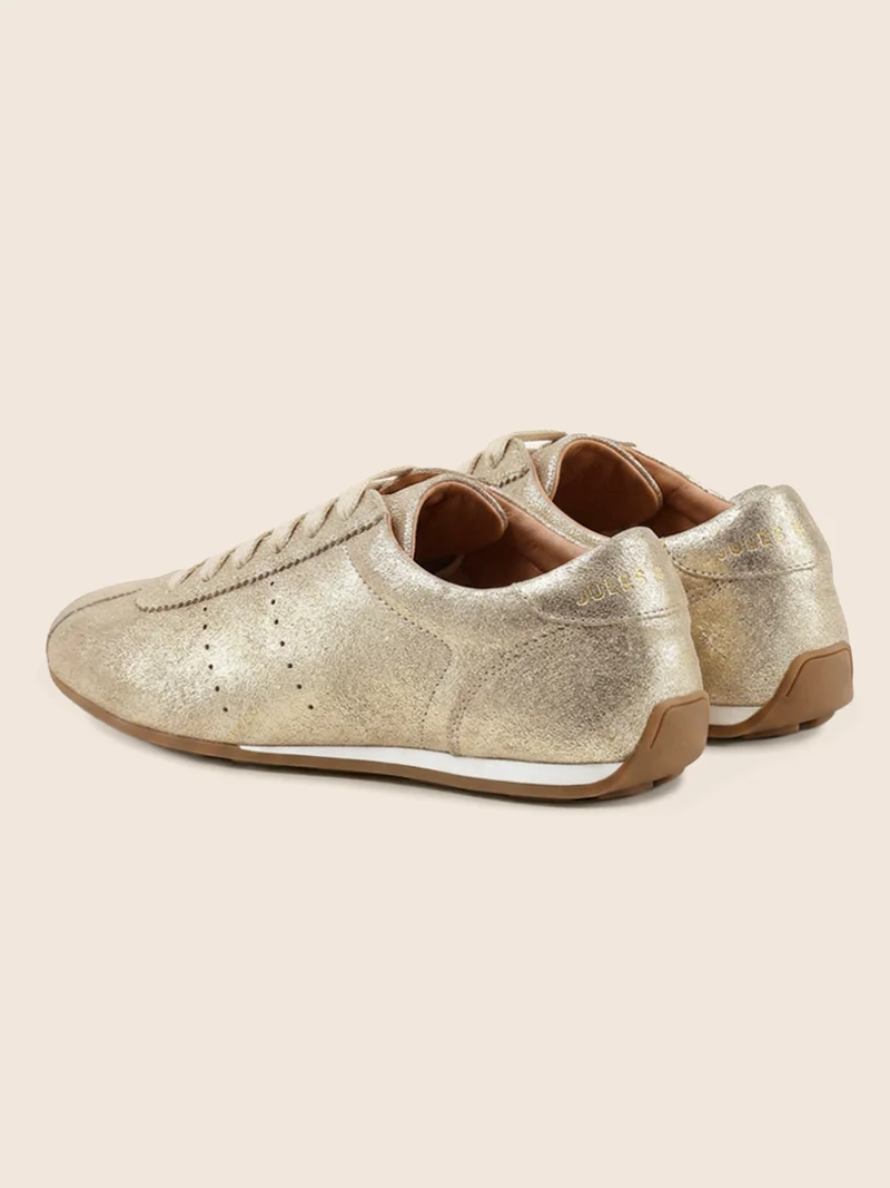 Baskets fines cuir daim doré
