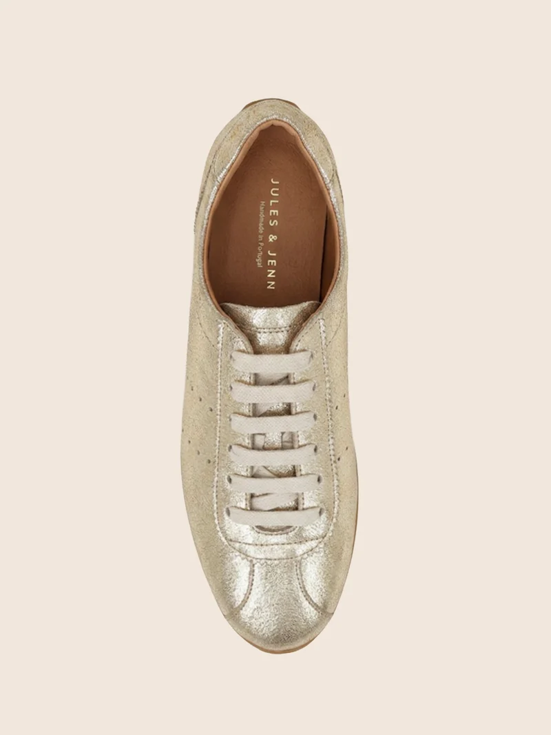 Baskets fines cuir daim doré