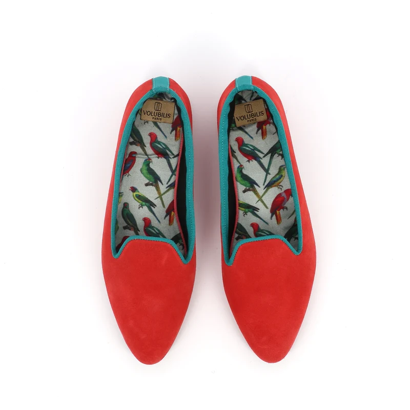 Slippers PIA Cuir Coquelicot