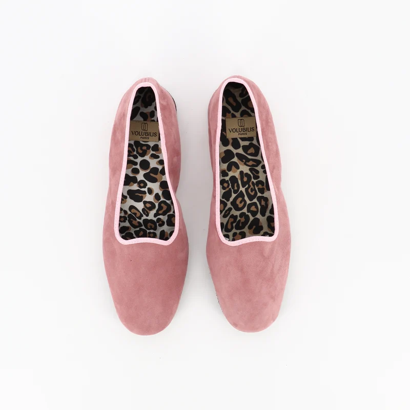Chausson cuir EVA Rose Léopard