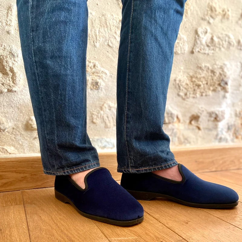 Chausson LEO - Velours Bleu