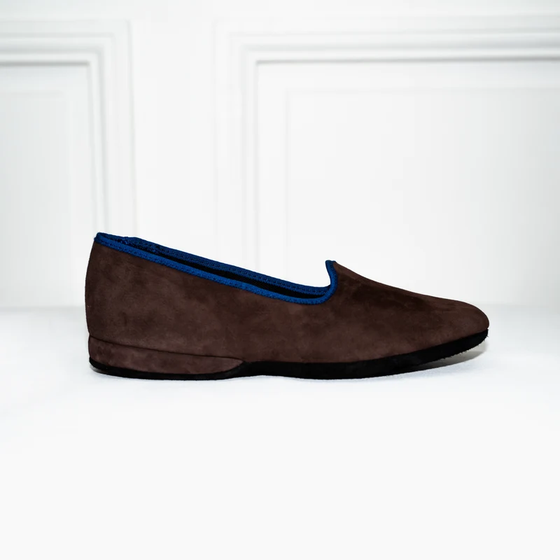 Chausson cuir EVA Bleu Léopard