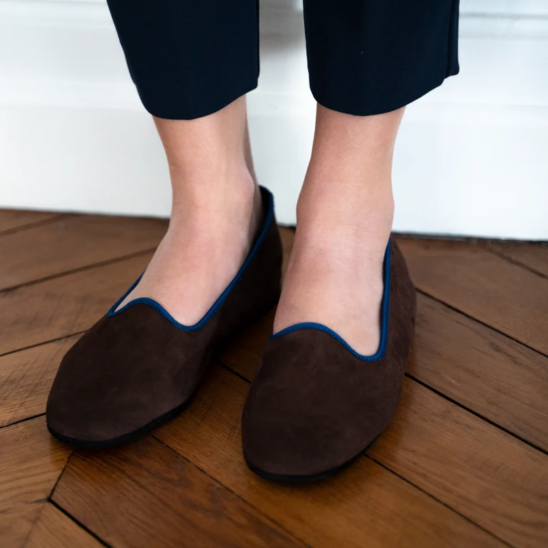 Chausson cuir EVA Bleu Léopard