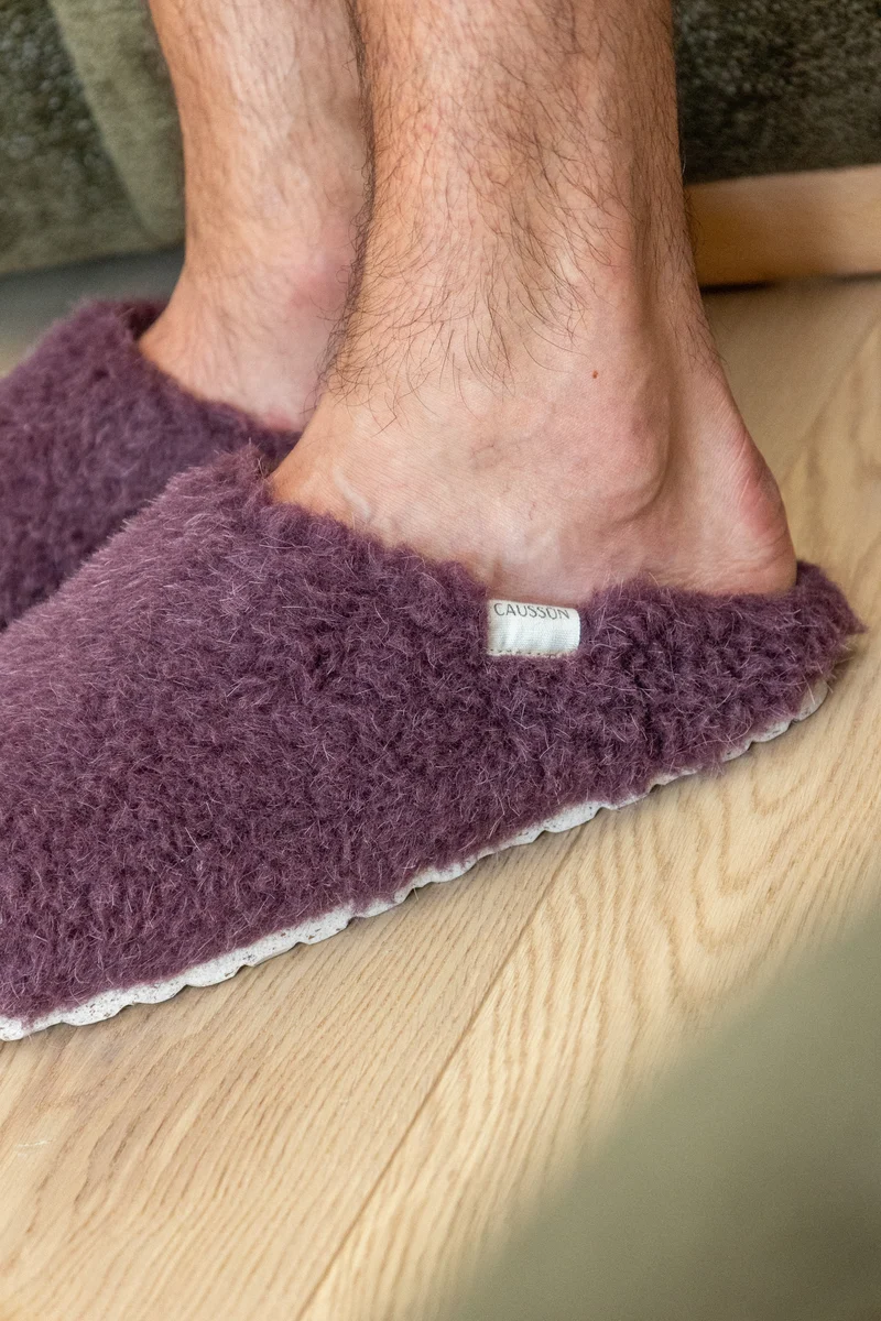 Claudine Fluffy — Chausson en Laine Naturelle Cocoa | Doublure Laine | Fabriqué au Portugal