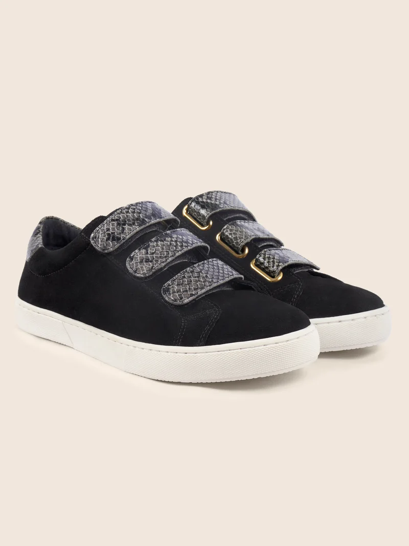 Baskets scratch cuir daim noir python