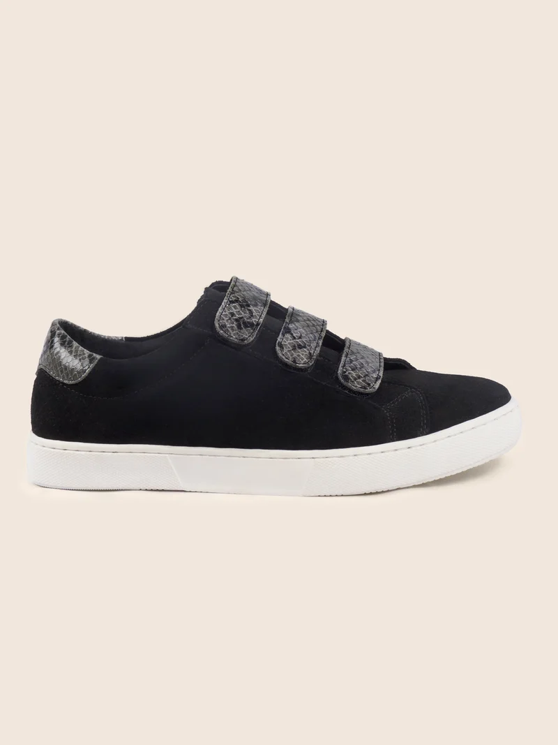 Baskets scratch cuir daim noir python