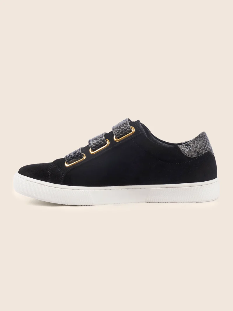 Baskets scratch cuir daim noir python