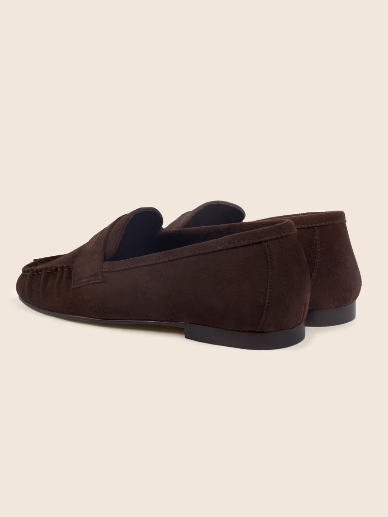 Mocassins plissés cuir daim marron